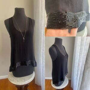 Parker Beaded Sequin Silk Top